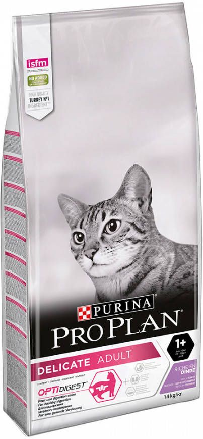 Pro Plan Extra voordelig! 10/14 kg Purina katten droogvoer Delicate reich an Truthahn(14 kg )