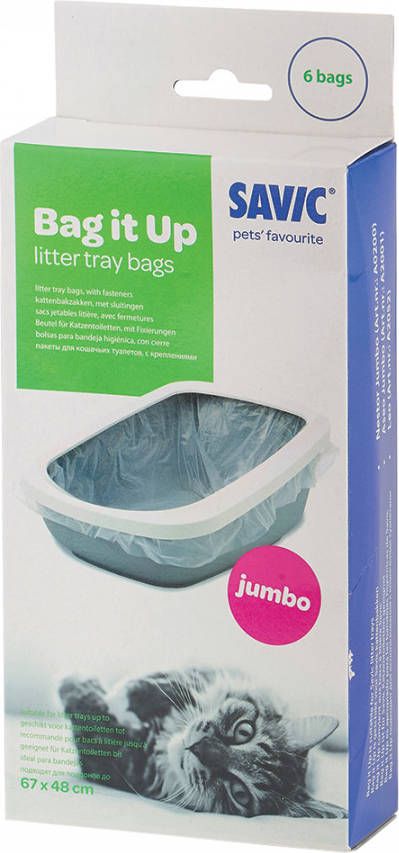 savic 6 stuks Jumbo Bag it Up Litter Tray Bags voor Kattenbak Nestor