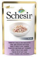 Schesir 19 + 5 gratis! 24 x 85 g Kat Jelly Pouch Mix Kipfilet + Kipfilet met Ham