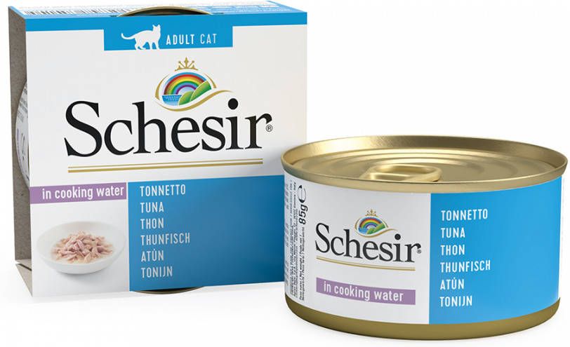 Schesir Kat Blik Gekookte Vis 85 g Kattenvoer Tonijn&Naturel