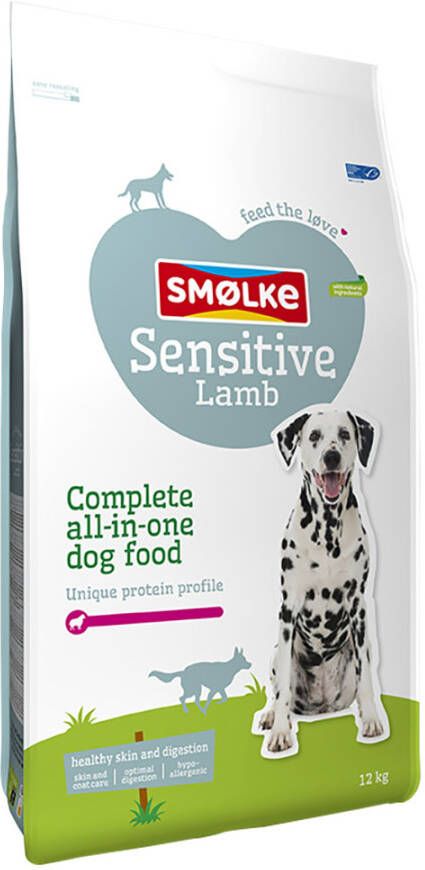 Smolke 2x12kg Sm&#xF8, lke Hond Sensitive Lam Hondenvoer droog