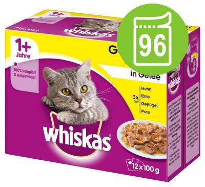 Whiskas 72 + 24 gratis! natvoer Adult 96 x 100g Gevogelte Selectie in Gelei