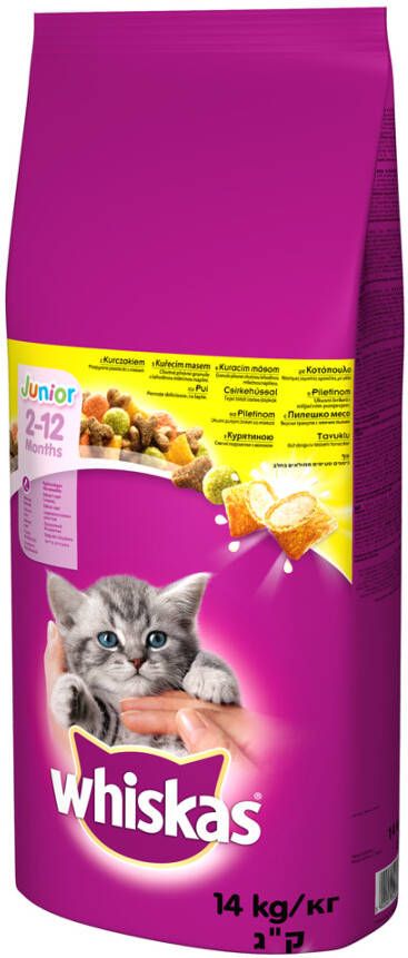Whiskas 23 kg + 5 kg gratis! 28 kg Kattenvoer Junior Kip