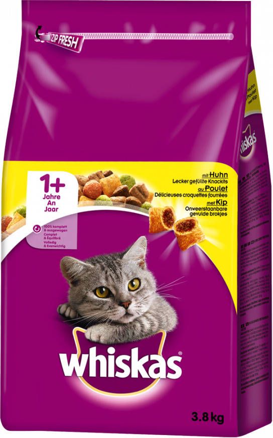 Whiskas 3x Kattenvoer Adult Kip Groenten 3, 8 kg