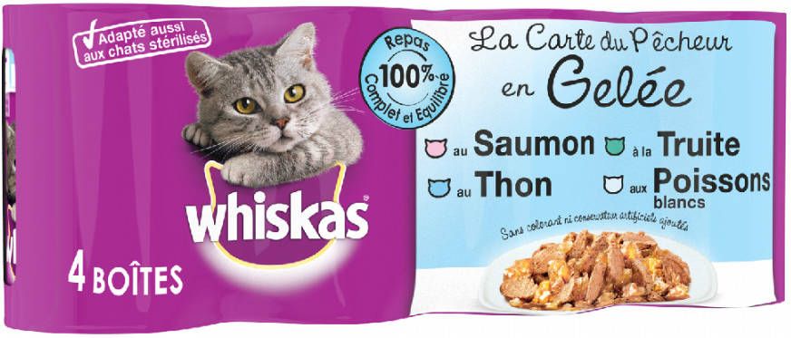Whiskas Vis in Gelei(12 x 390 g) La Carte 12x390/400g Natvoer Katten