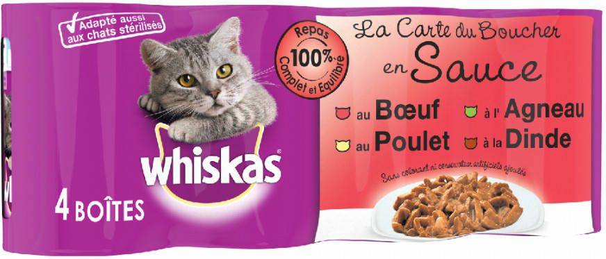 Whiskas Vlees in Saus(12 x 390 g) La Carte 12x390/400g Natvoer Katten