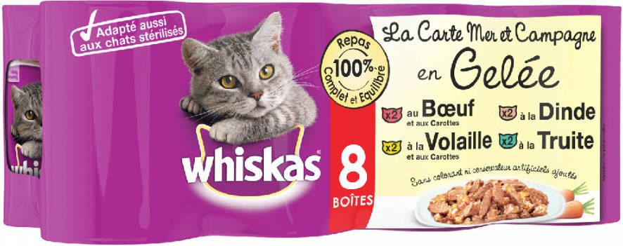 Whiskas Zee en Land in Gelei La Carte 8x390g Natvoer Katten