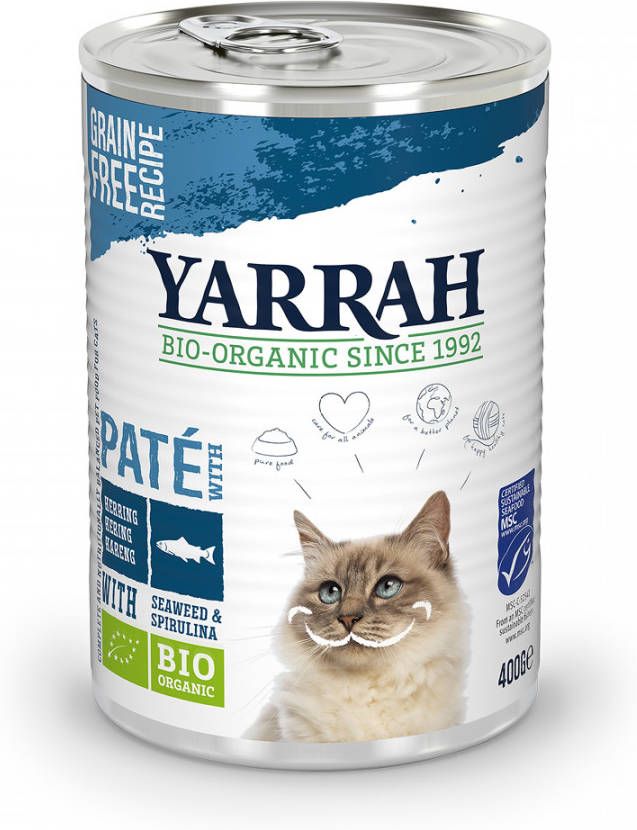 Yarrah Bio Kat Blik Paté 400 g Kattenvoer Vis