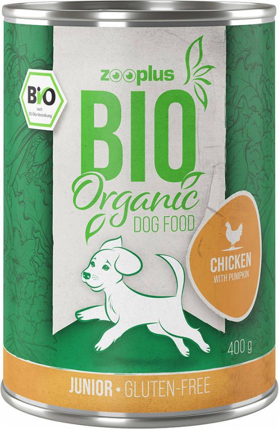 zooplus Bio 24x400g Junior Mix(12x Kip, 12x Kalkoen) Hondenvoer