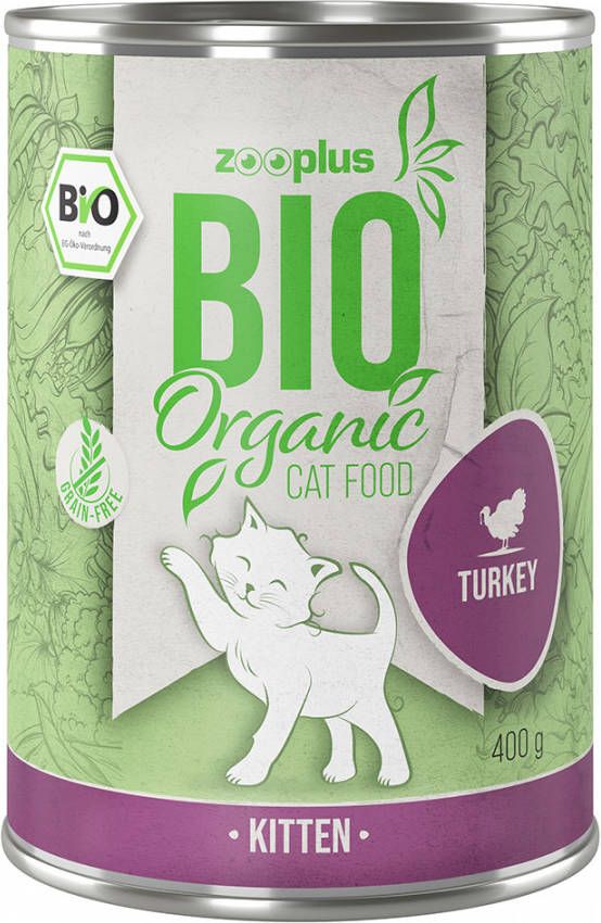 zooplus Bio 12x400g Kitten Kalkoen met Wortel Kattenvoer